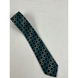 Alexander Julian Colours Diamond Geometric Print Necktie Black Blue 58" EUC